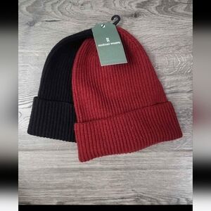 Mens ribbed beanie hats 2pk NWT